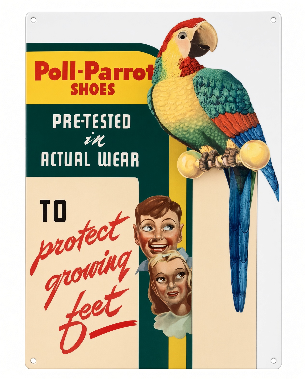 Poll-Parrot figurative mark: The embossed ring-perch macaw