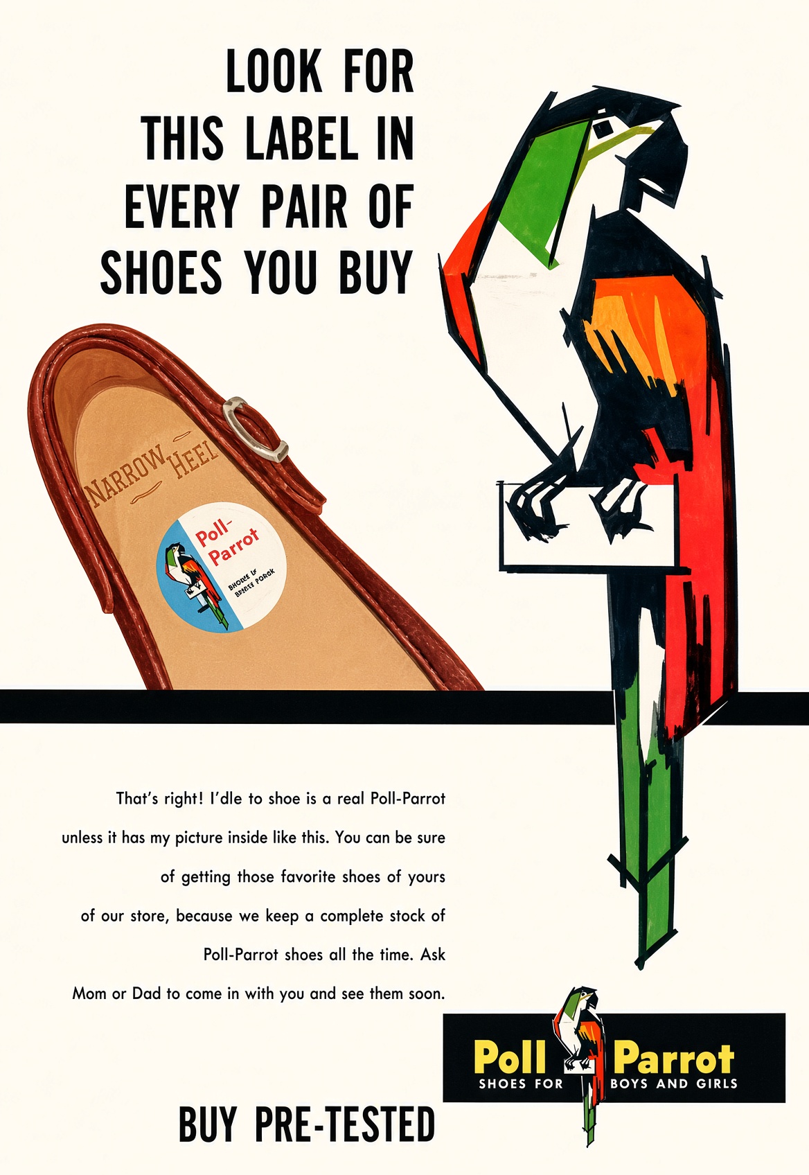 Poll-Parrot figurative mark: The label-ad parrot