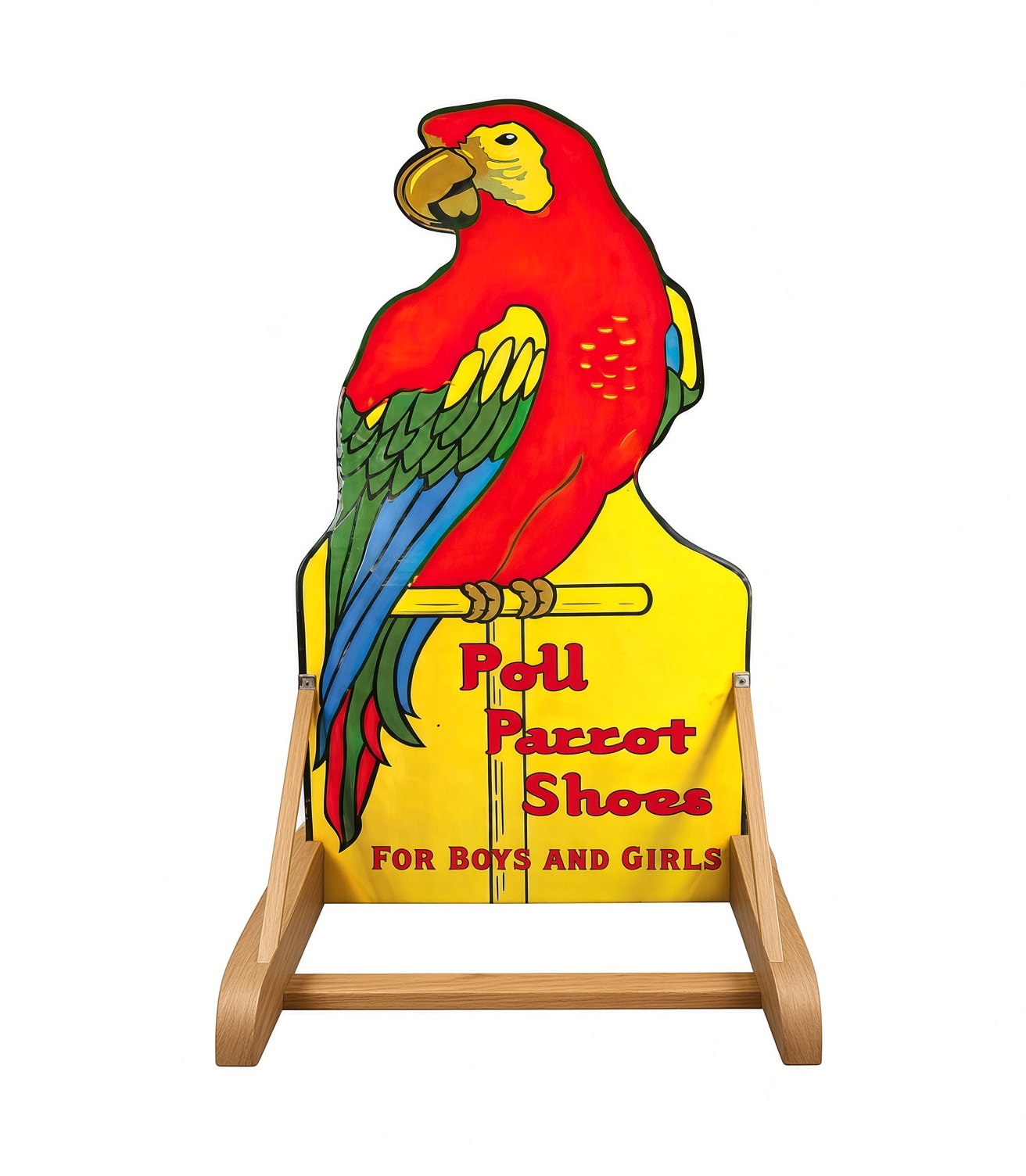 Poll-Parrot figurative mark: The easel-stand macaw