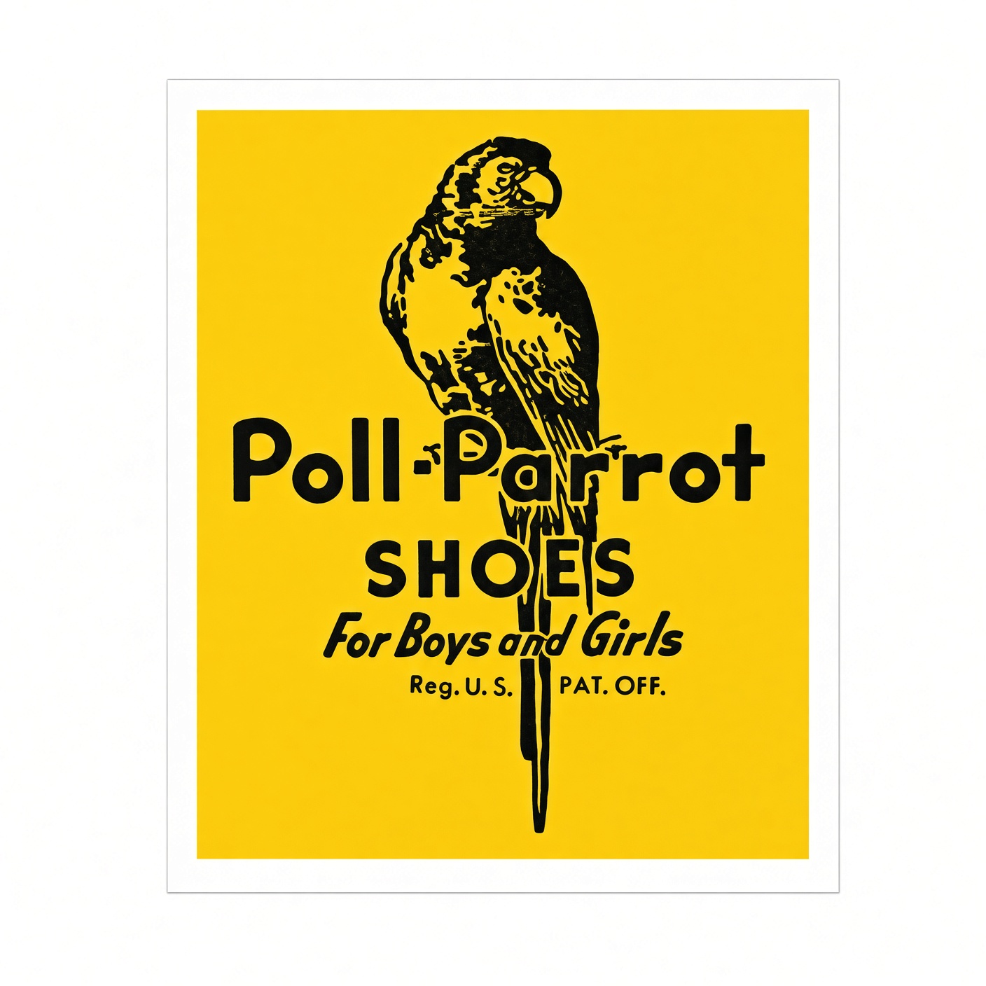 Poll-Parrot figurative mark: The black-on-yellow parrot