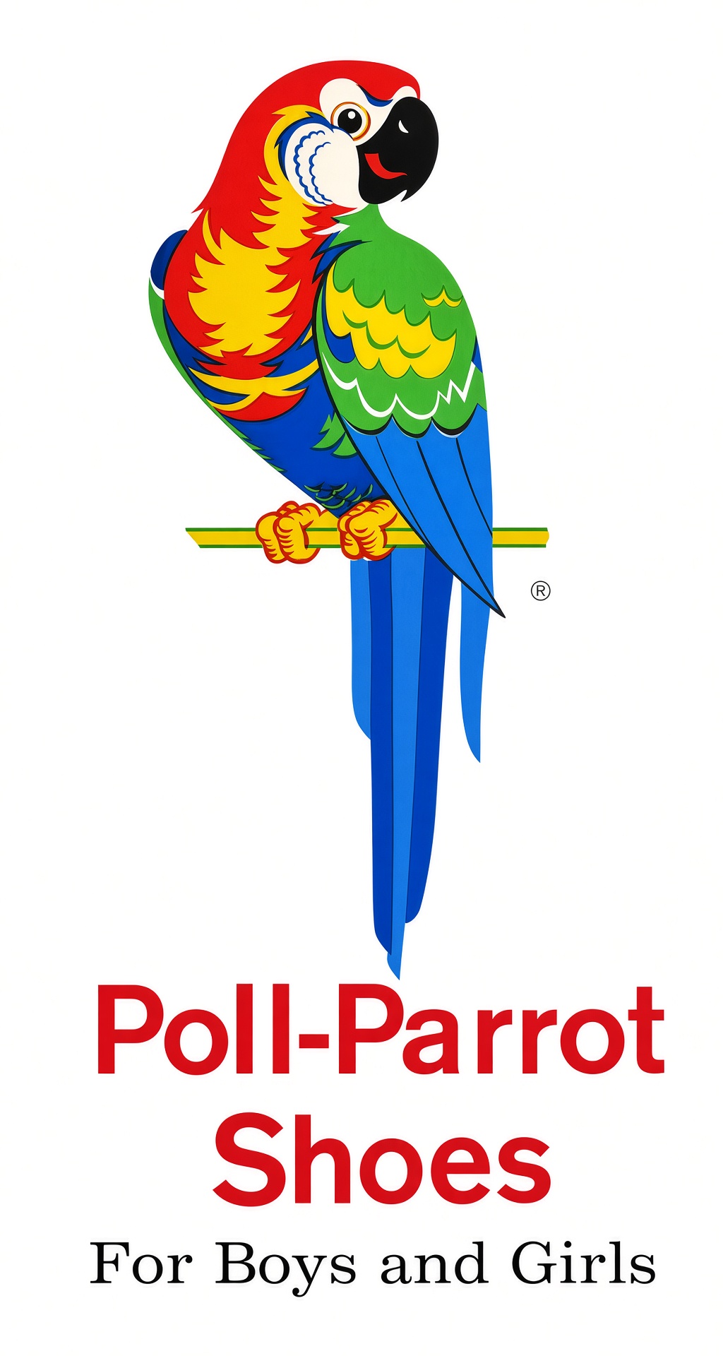 Poll-Parrot figurative mark: The flat-colour macaw