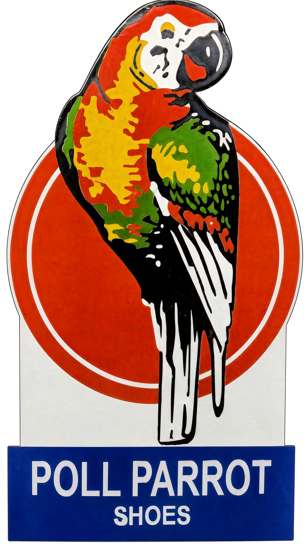 Poll-Parrot figurative mark: The circle-backdrop macaw