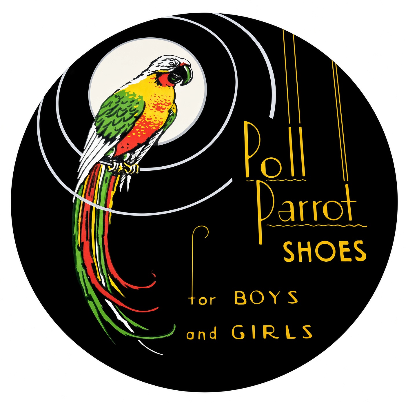 Poll-Parrot figurative mark: The deco disc macaw