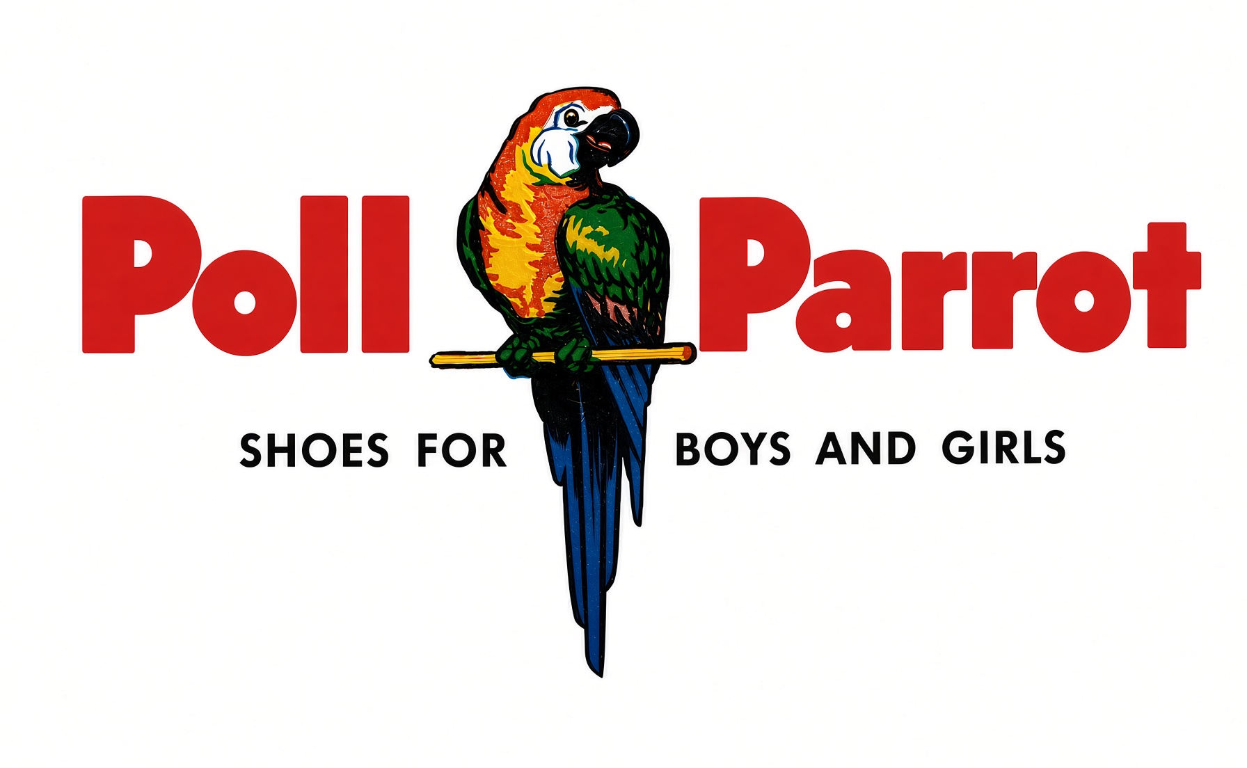 Poll-Parrot figurative mark: The perched decal macaw