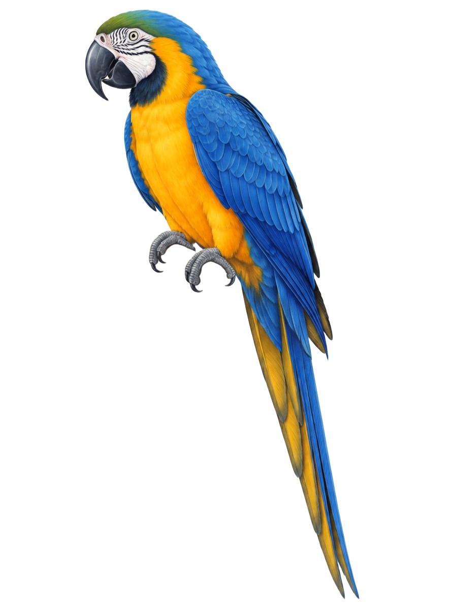Natural-history drawing of a Blue-and-Gold Macaw