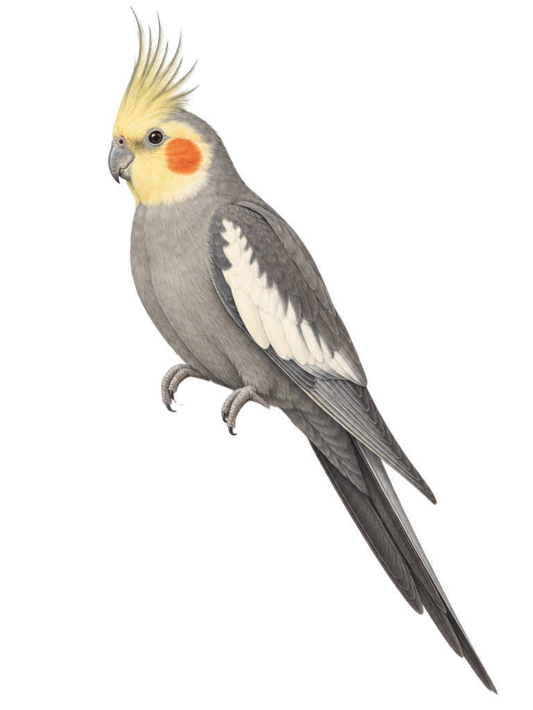 Natural-history drawing of a Cockatiel