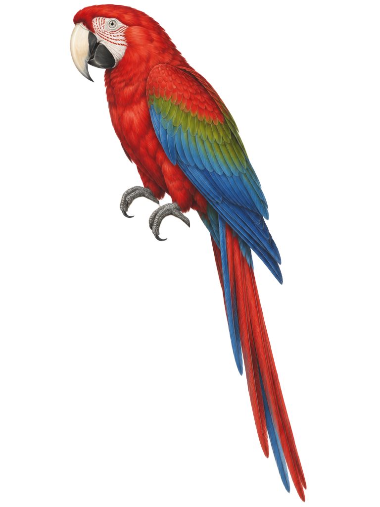 Natural-history drawing of a Green-winged Macaw