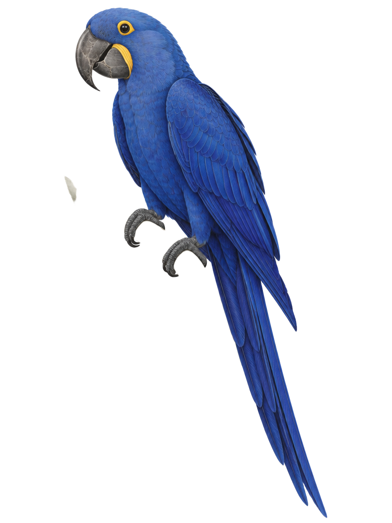 Natural-history drawing of a Hyacinth Macaw