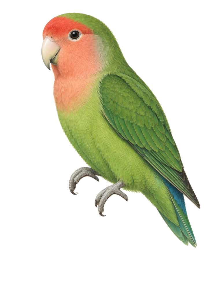 Natural-history drawing of a Peach-faced Lovebird
