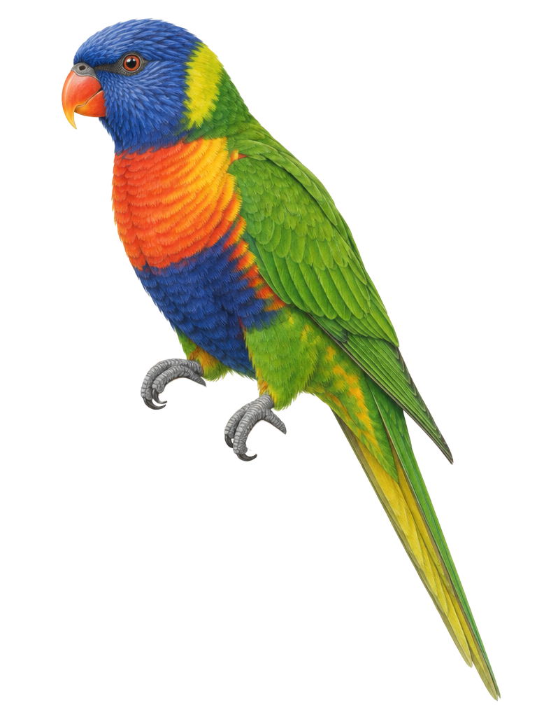 Natural-history drawing of a Rainbow Lorikeet