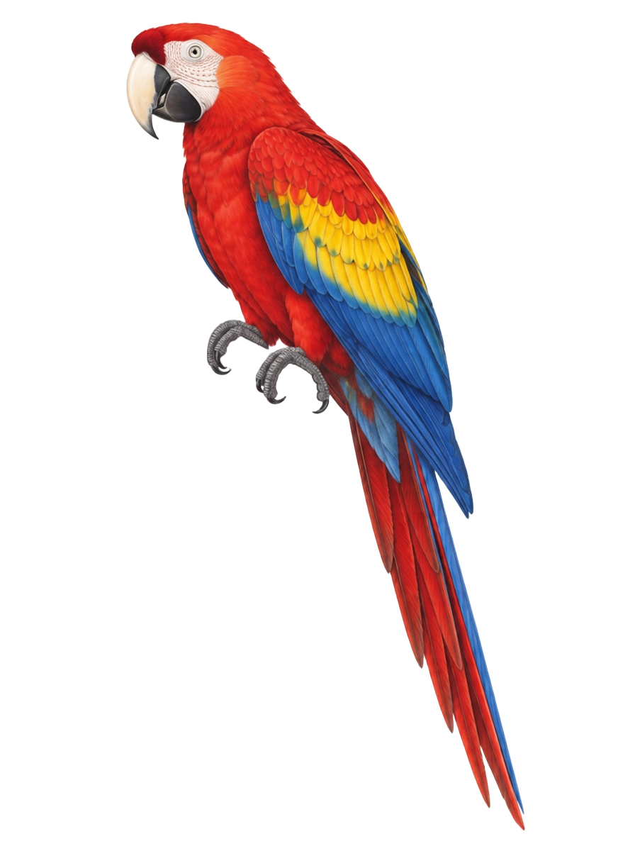 Natural-history drawing of a Scarlet Macaw